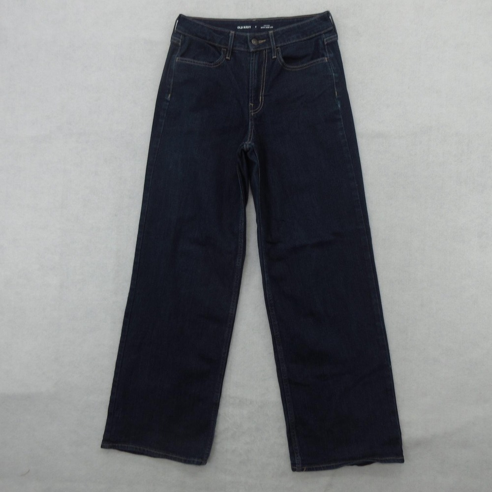 Old Navy Wow Wide Leg Jeans Womens 2 Blue Dark Wash High Rise Stretch Denim